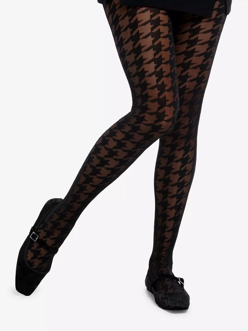 Hot Topic Black Houndstooth Sheer Tights - Picture 1 of 5